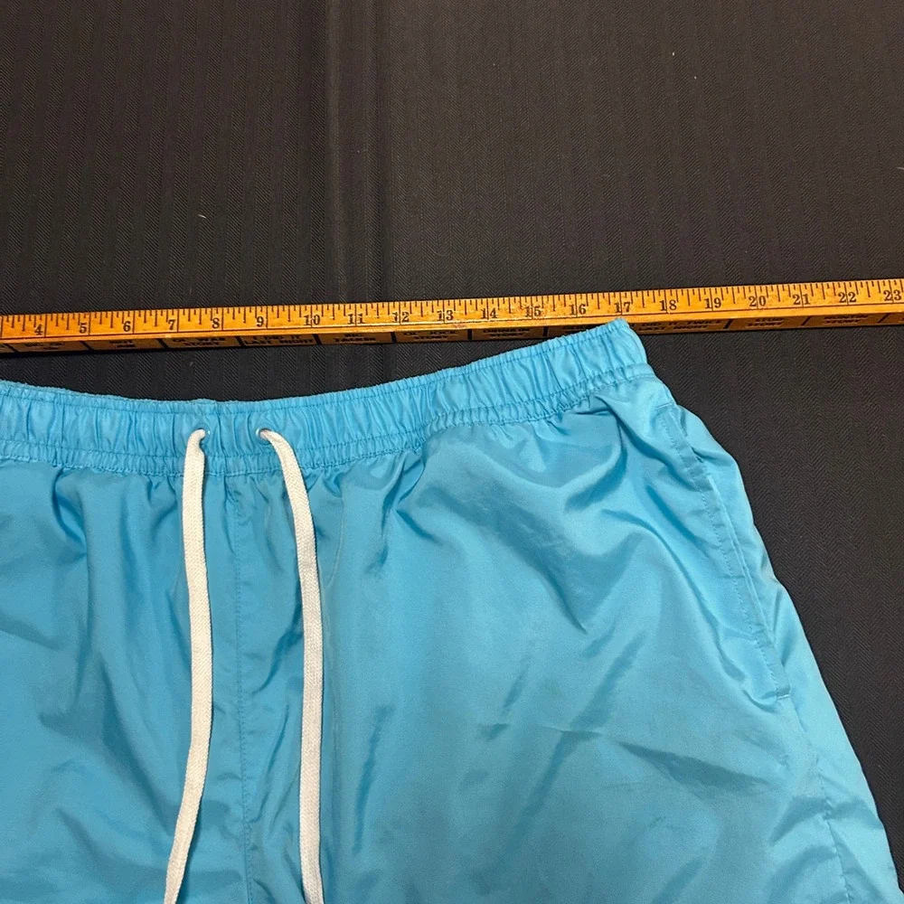 Nike Mens XXL Light Blue Mesh Lined Swim Trunks Shorts Embroidered Logo